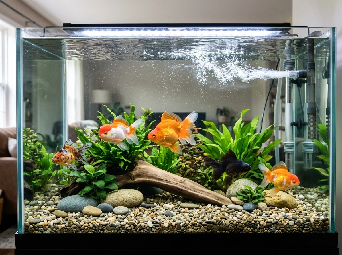Ruim goudvisaquarium thuis