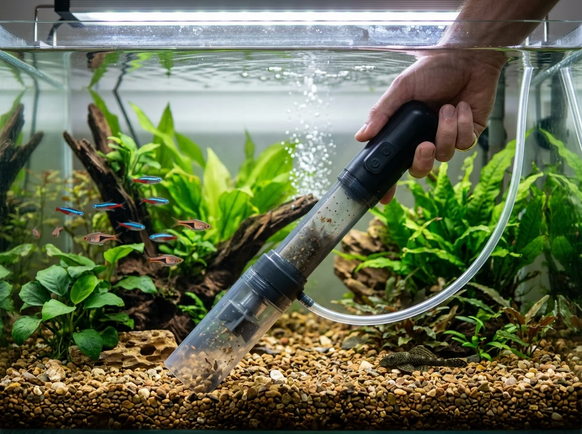Elektrische bodemreiniger in gebruik