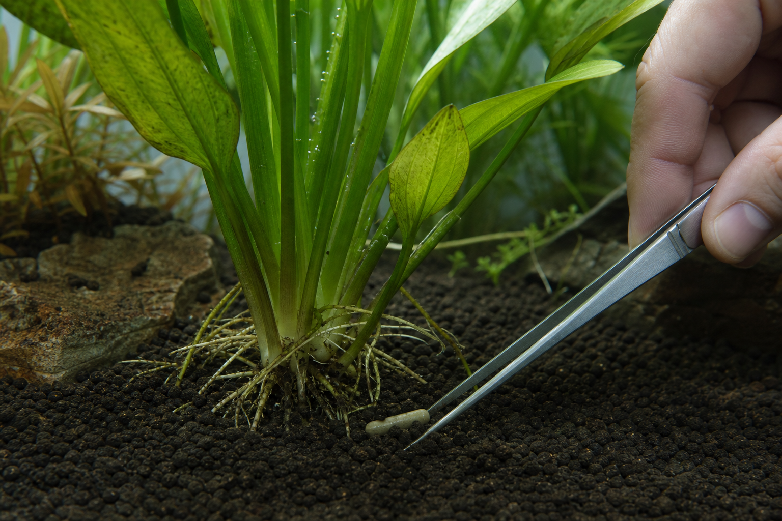 Voedingscapsule bij plantenwortels