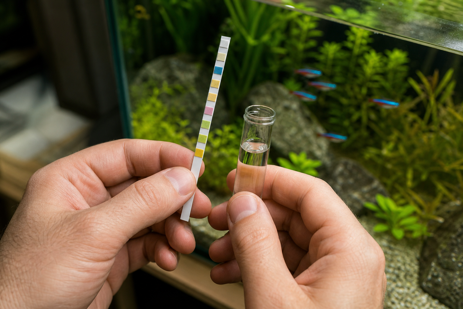 Aquariumwater waarden testen