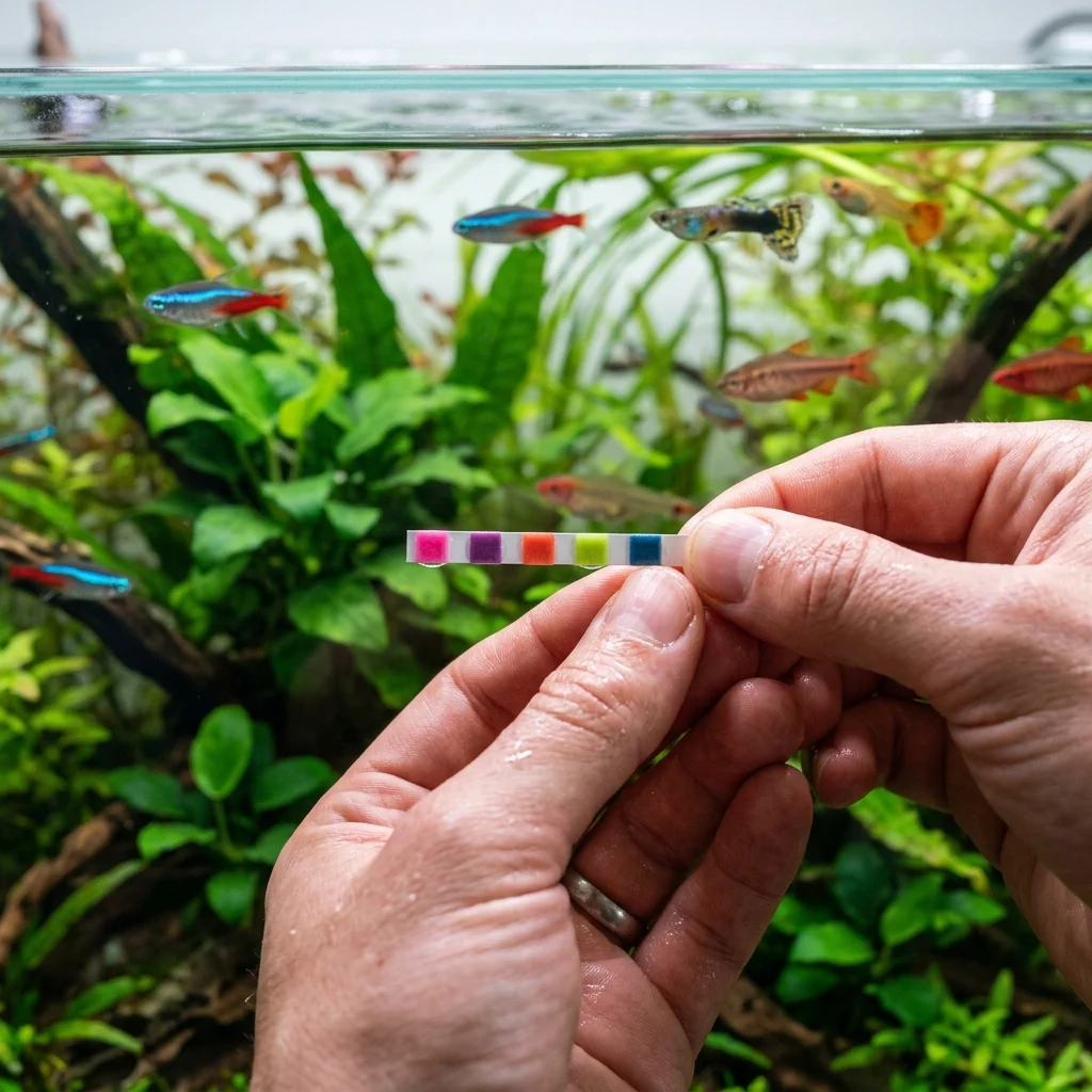 Teststrip bij aquarium