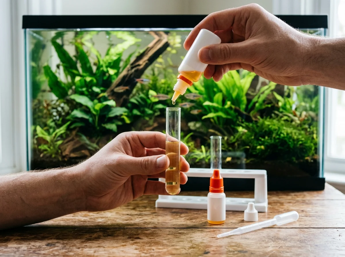 Druppeltest voor aquarium