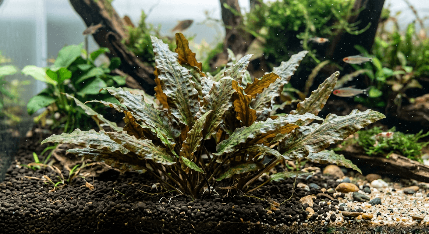 Cryptocoryne wendtii aquariumplant in bodem