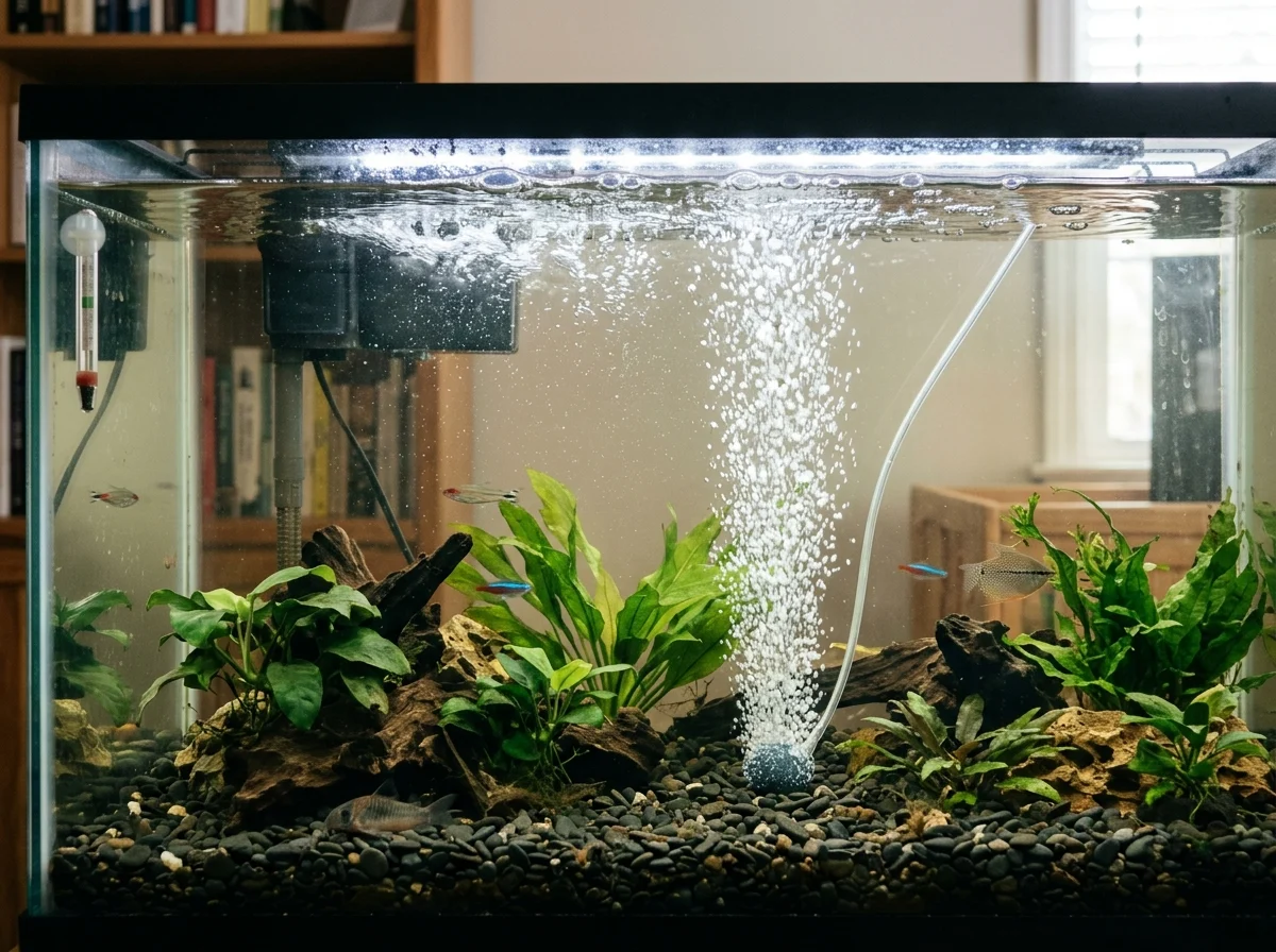 Aquarium met extra beluchting