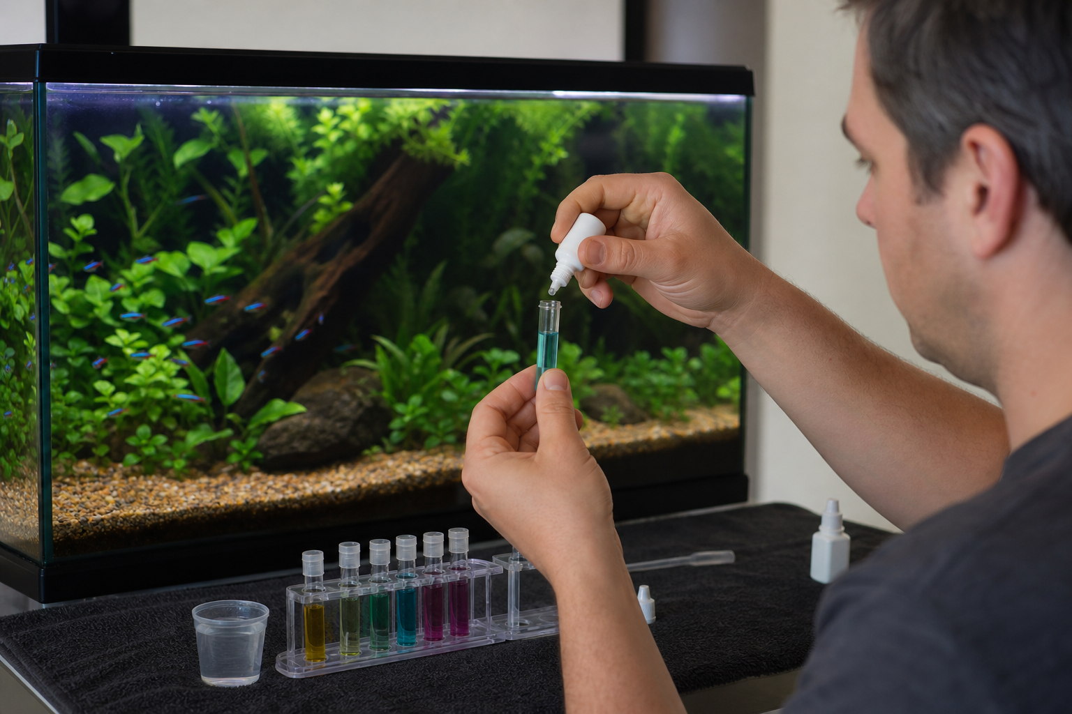 Waterwaarden testen aquarium