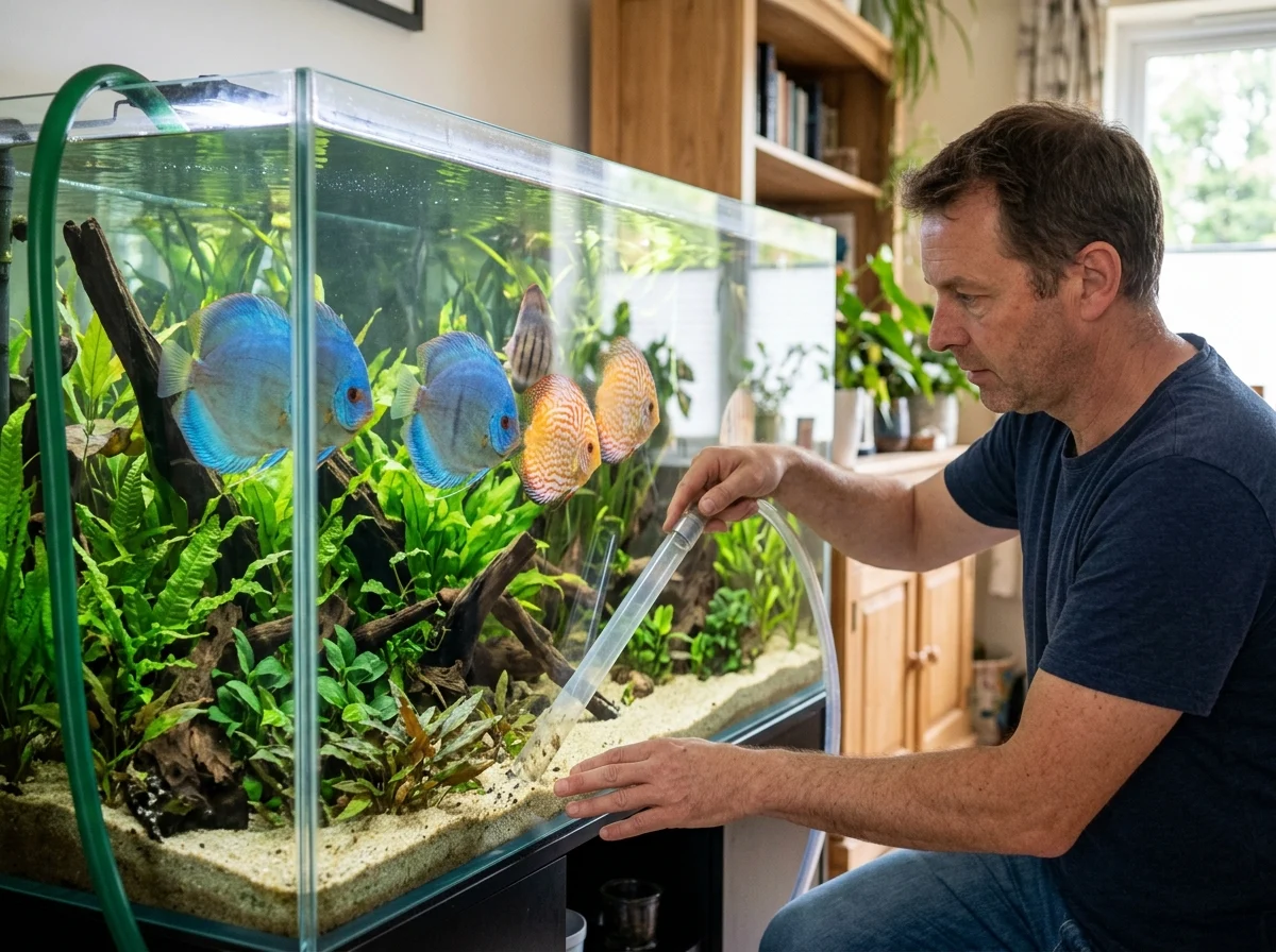 Waterverversing bij discusaquarium