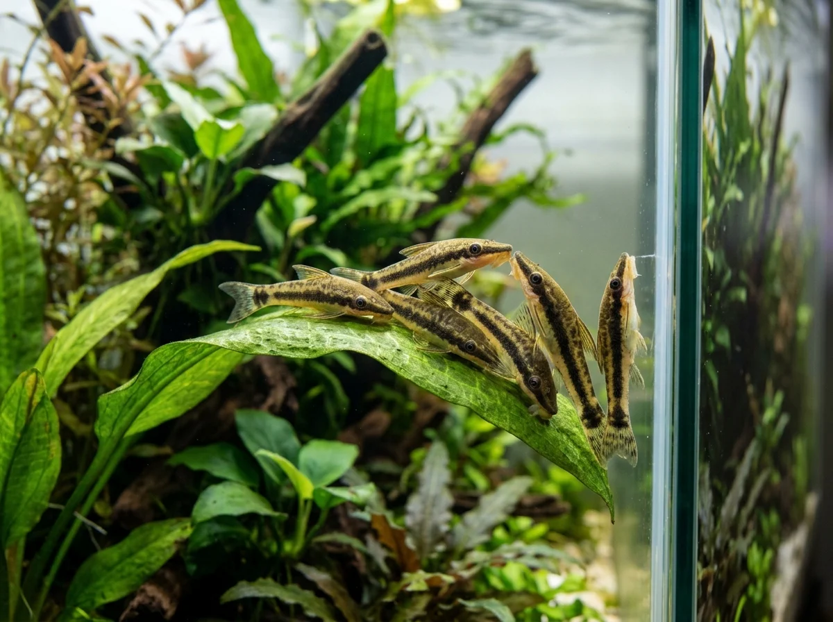 Groep Otocinclus samen