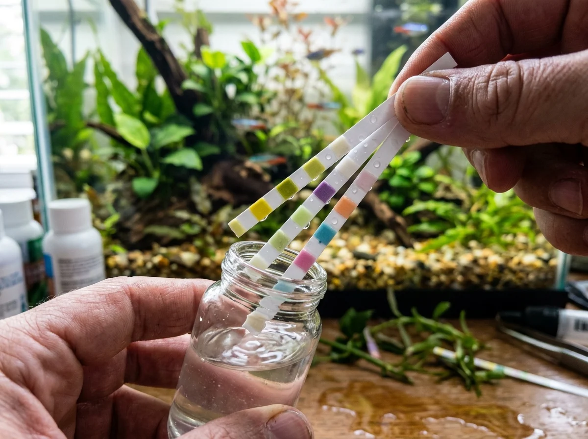 Teststrip met kleurvakjes