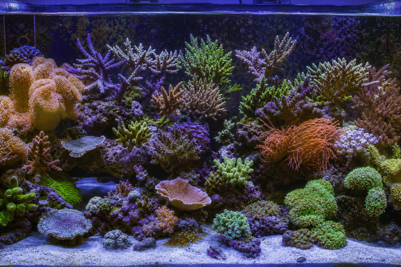 Gezond rifaquarium met koralen