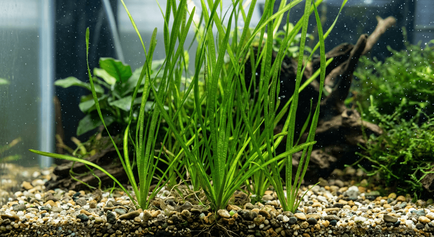 Dwergvallisneria (Vallisneria spiralis 'Nana') in aquarium