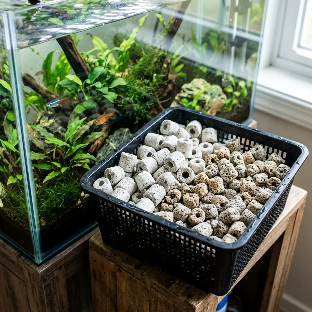 Biologisch filtermateriaal close-up