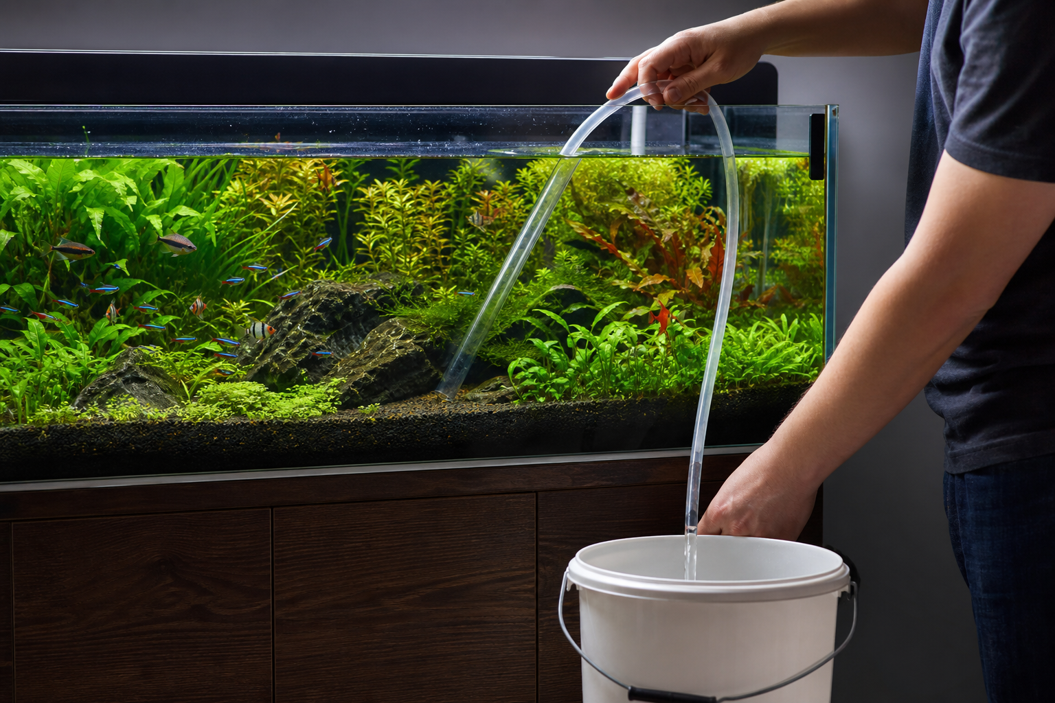 Geleidelijke waterverversing aquarium